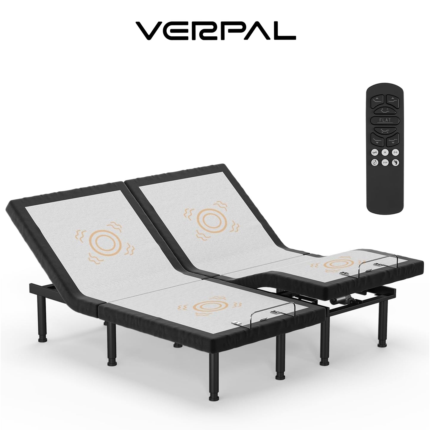 VERPAL Adjustable Bed Frame Split King with Massage